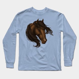 Horse Head - Brown Snip Long Sleeve T-Shirt